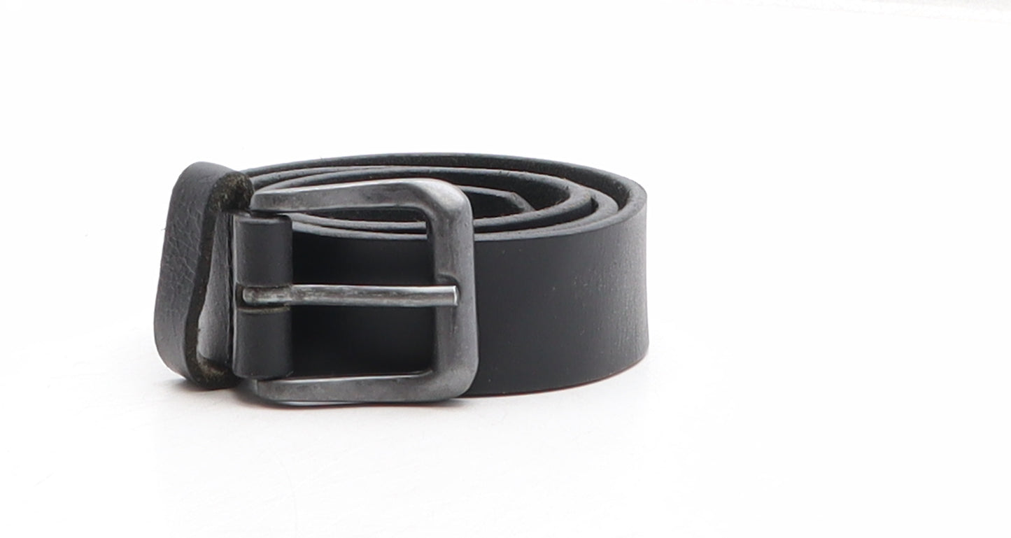 John Lewis Womens Black Solid Leather Basic Belt Belt Size S
