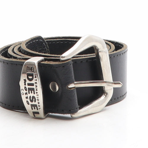 Diesel Womens Black Solid Leather Basic Belt Belt One Size