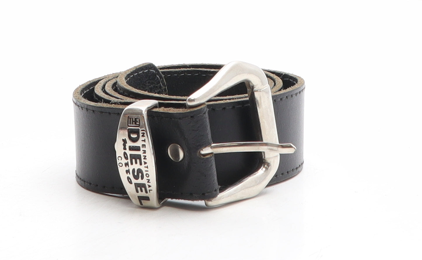 Diesel Womens Black Solid Leather Basic Belt Belt One Size