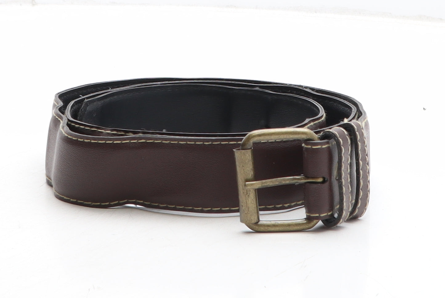 Preworn Womens Brown Solid Leather Basic Belt Belt One Size