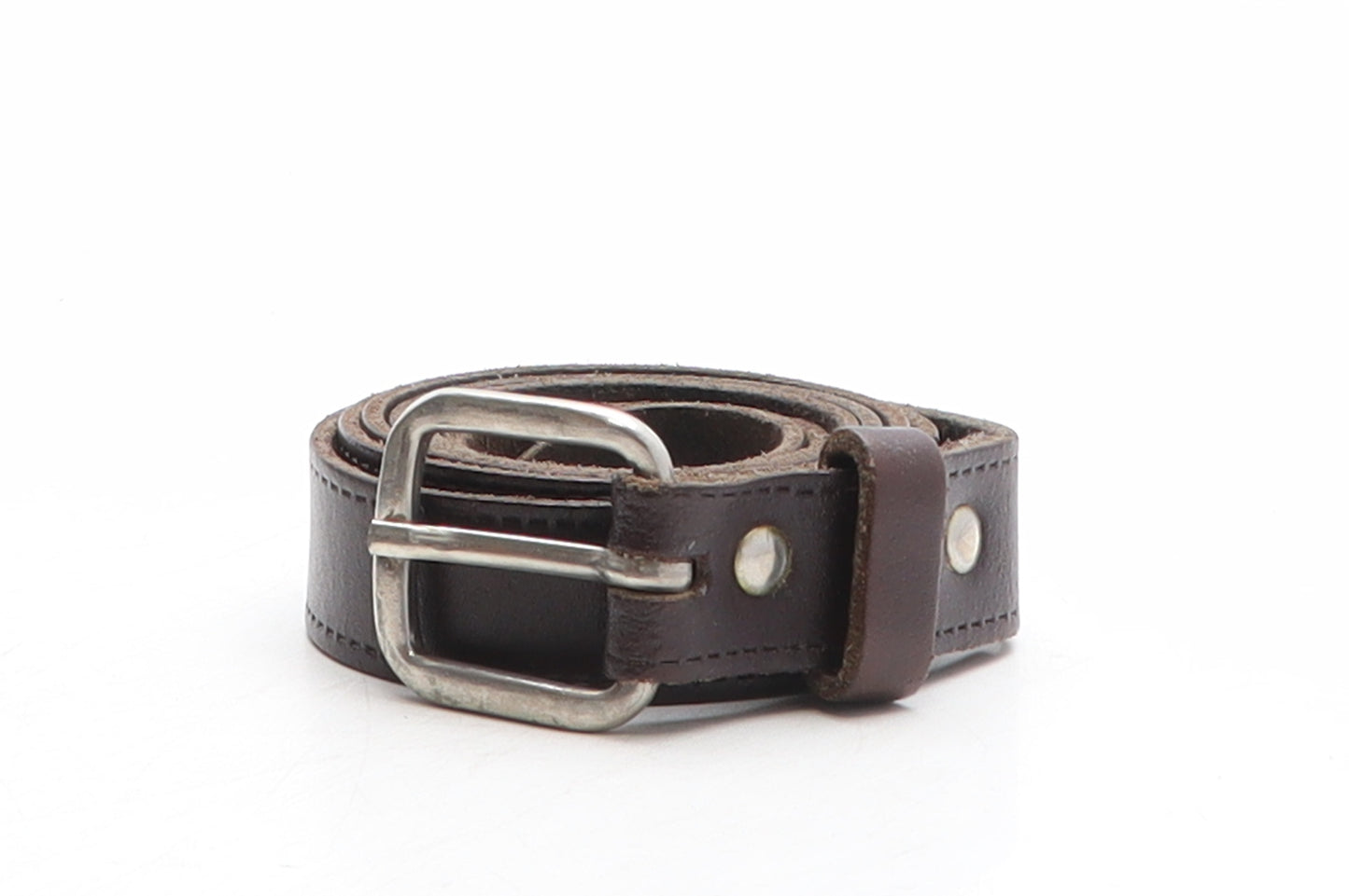 Preworn Womens Brown Solid Leather Basic Belt Belt Size L