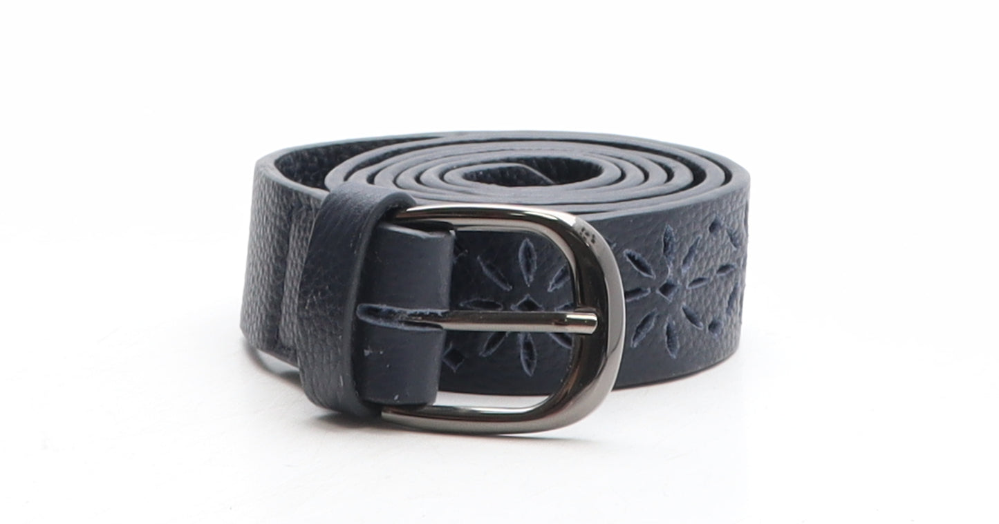 Preworn Womens Blue Geometric Leather Basic Belt Belt One Size