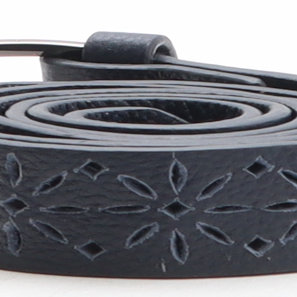 Preworn Womens Blue Geometric Leather Basic Belt Belt One Size