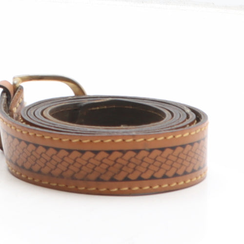 Preworn Womens Brown Geometric Leather Basic Belt Belt One Size