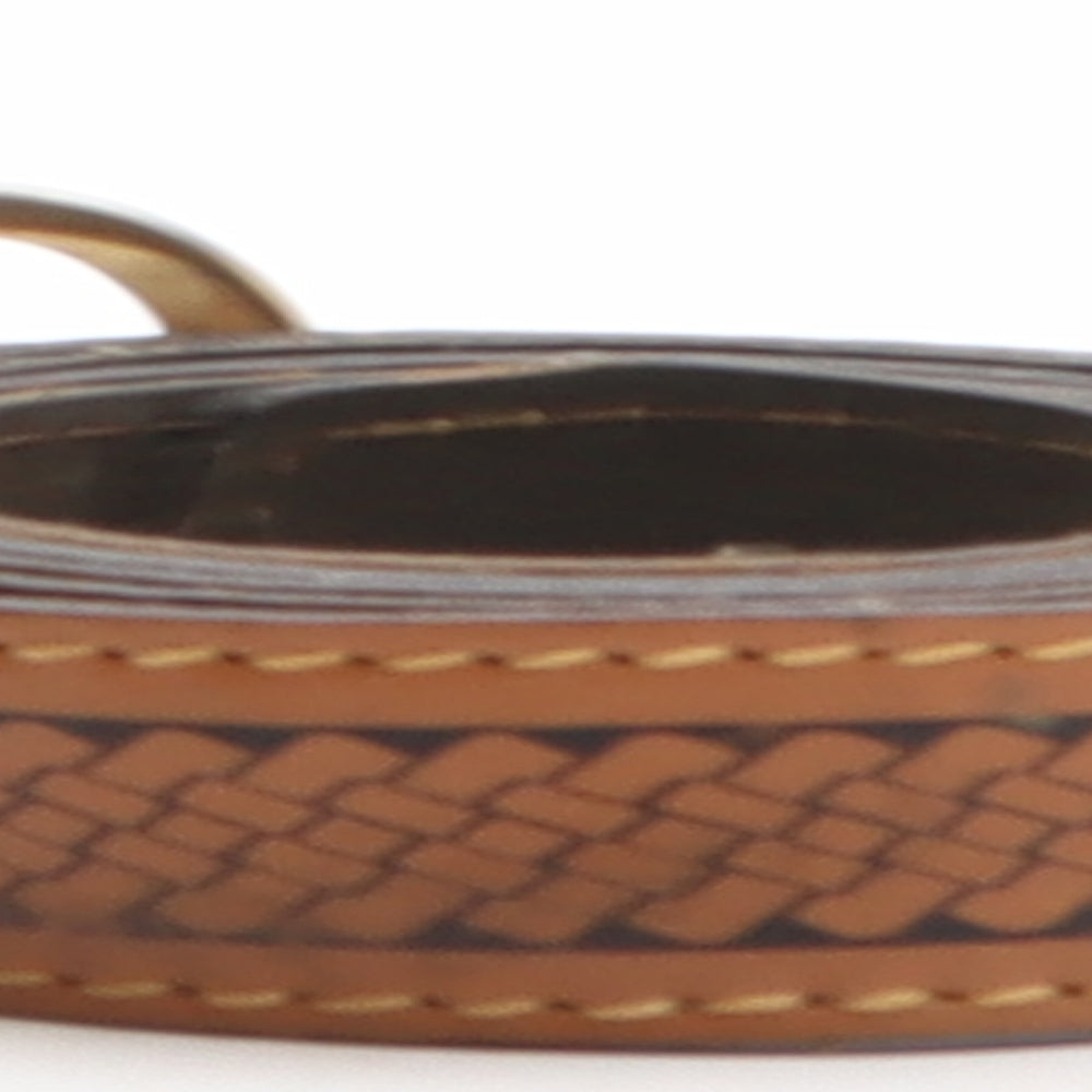 Preworn Womens Brown Geometric Leather Basic Belt Belt One Size