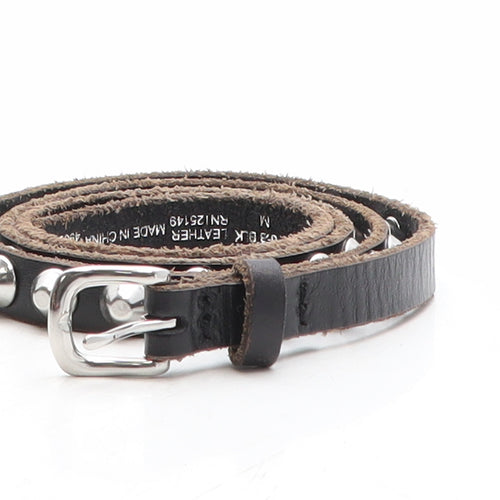 Topshop Womens Black Solid Leather Basic Belt Belt Size M