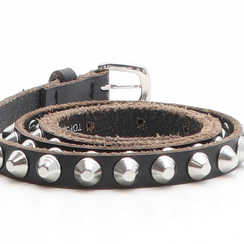 Topshop Womens Black Solid Leather Basic Belt Belt Size M