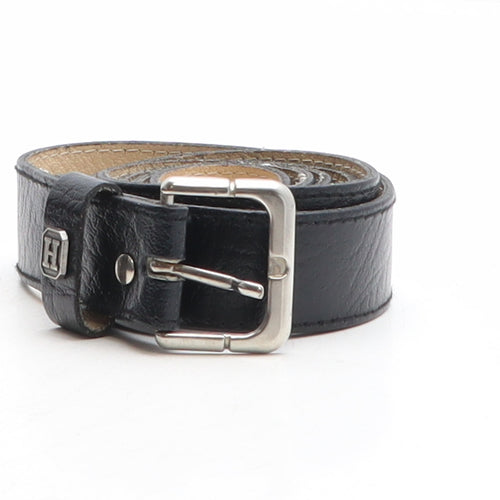 Preworn Womens Black Solid Leather Basic Belt Belt One Size