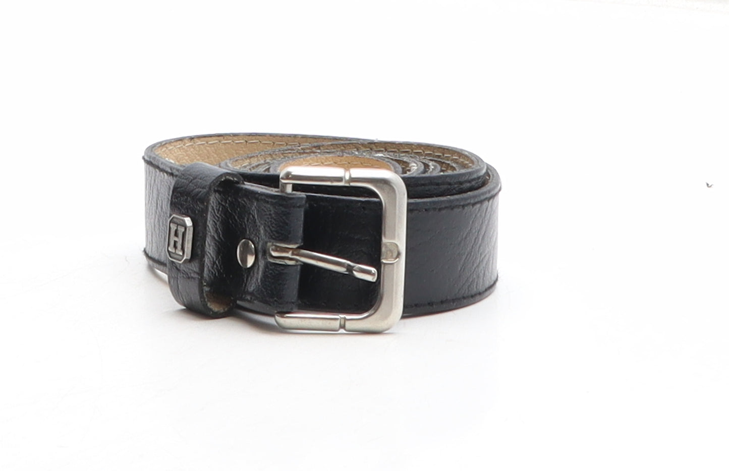 Preworn Womens Black Solid Leather Basic Belt Belt One Size