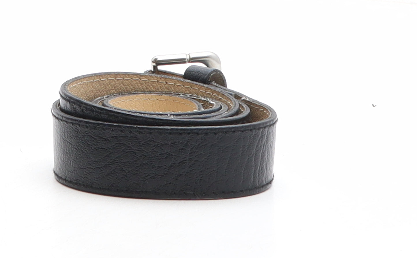 Preworn Womens Black Solid Leather Basic Belt Belt One Size