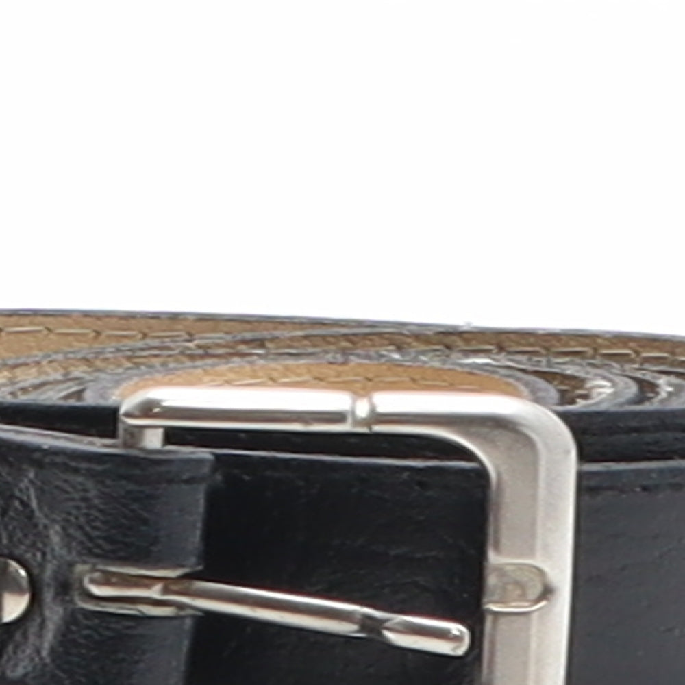 Preworn Womens Black Solid Leather Basic Belt Belt One Size