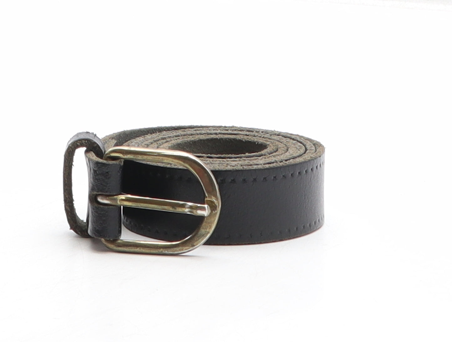 Preworn Womens Black Solid Leather Basic Belt Belt One Size