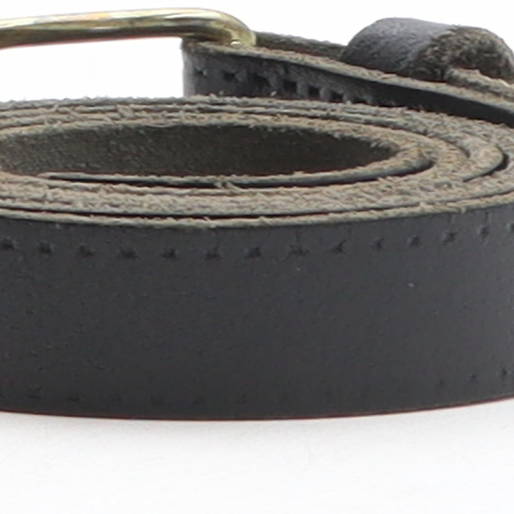 Preworn Womens Black Solid Leather Basic Belt Belt One Size