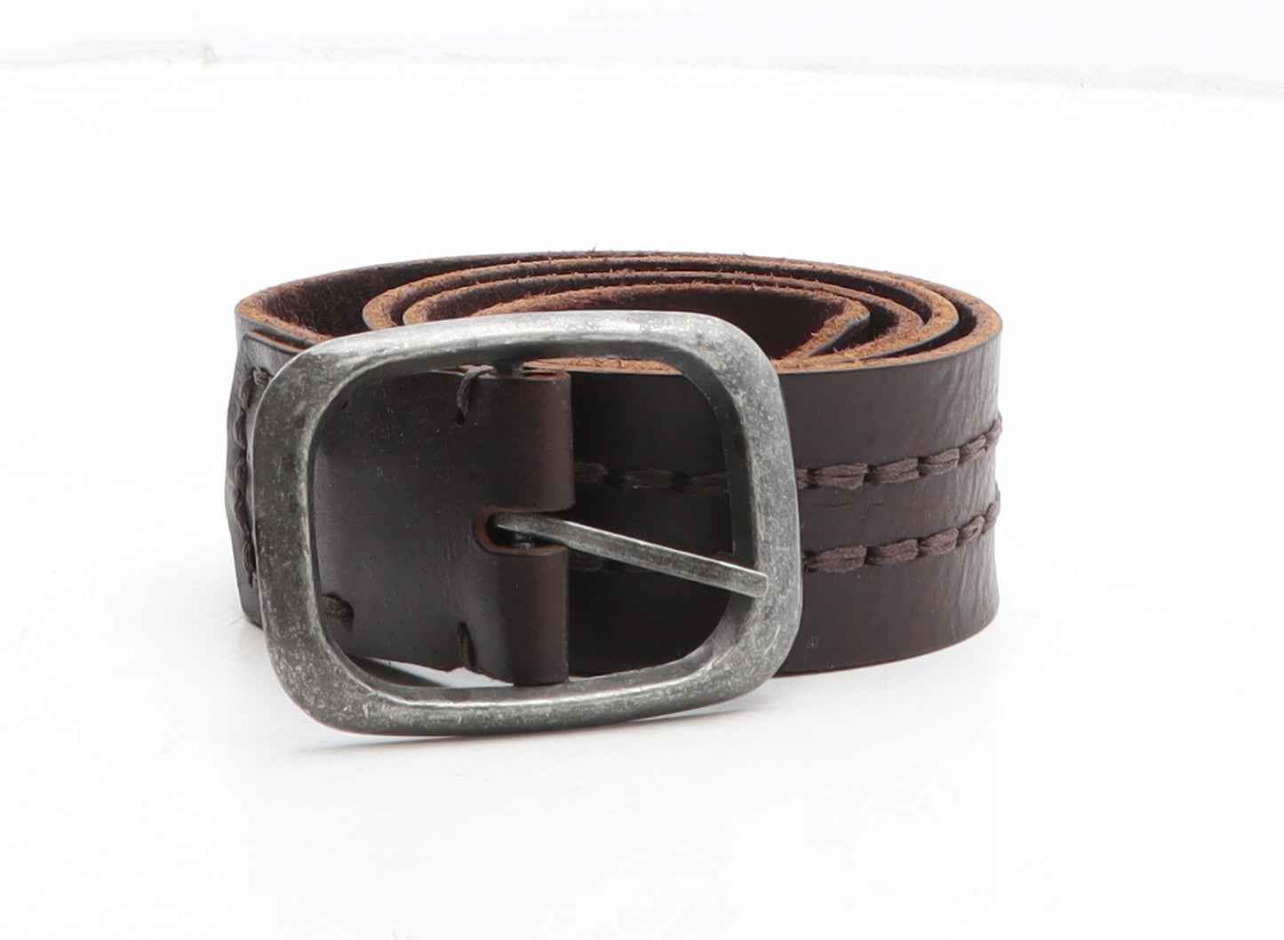 Preworn Mens Brown Solid Leather Dress Belt Belt One Size