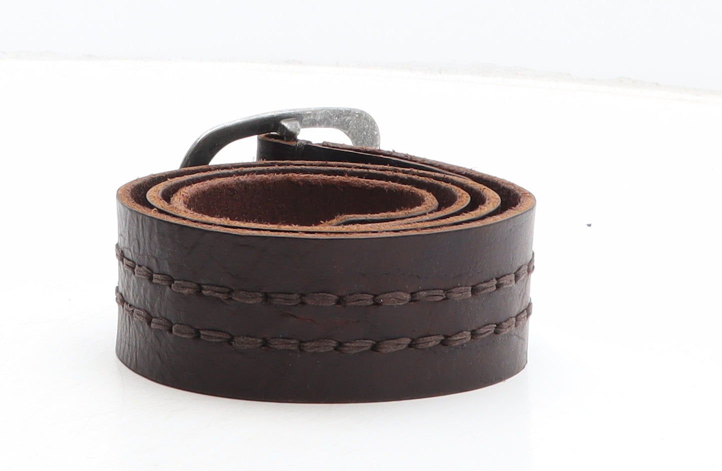 Preworn Mens Brown Solid Leather Dress Belt Belt One Size