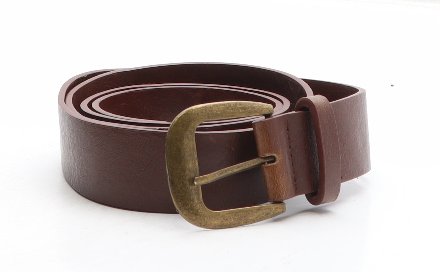 Preworn Womens Brown Solid Leather Basic Belt Belt One Size