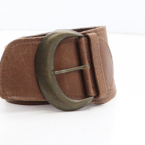 Preworn Womens Brown Solid Leather Waist Belt Belt One Size