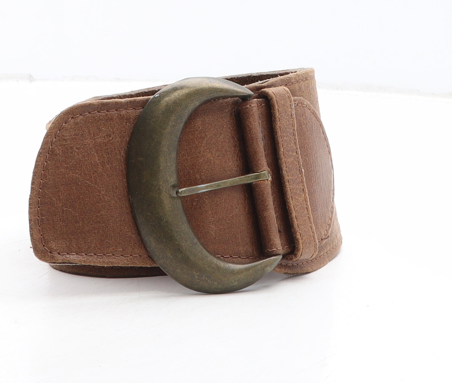 Preworn Womens Brown Solid Leather Waist Belt Belt One Size