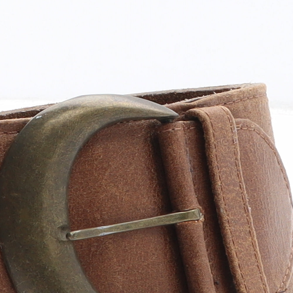 Preworn Womens Brown Solid Leather Waist Belt Belt One Size