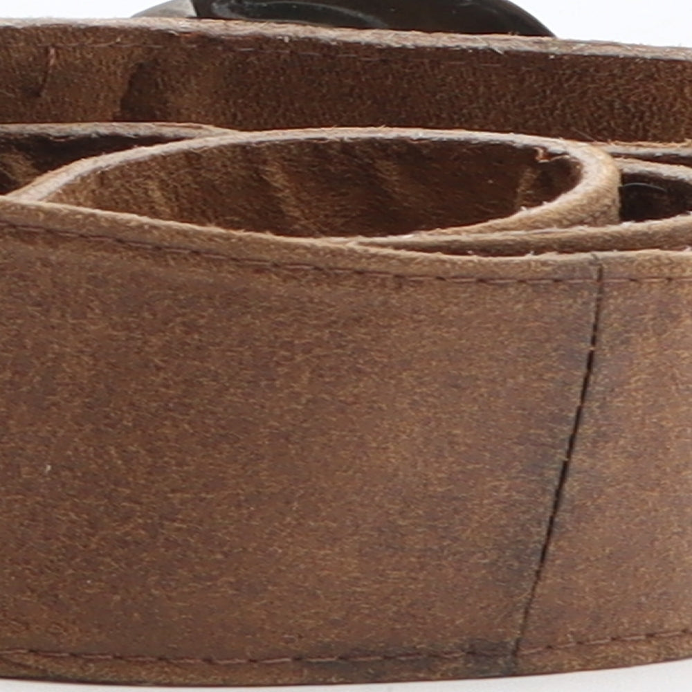 Preworn Womens Brown Solid Leather Waist Belt Belt One Size