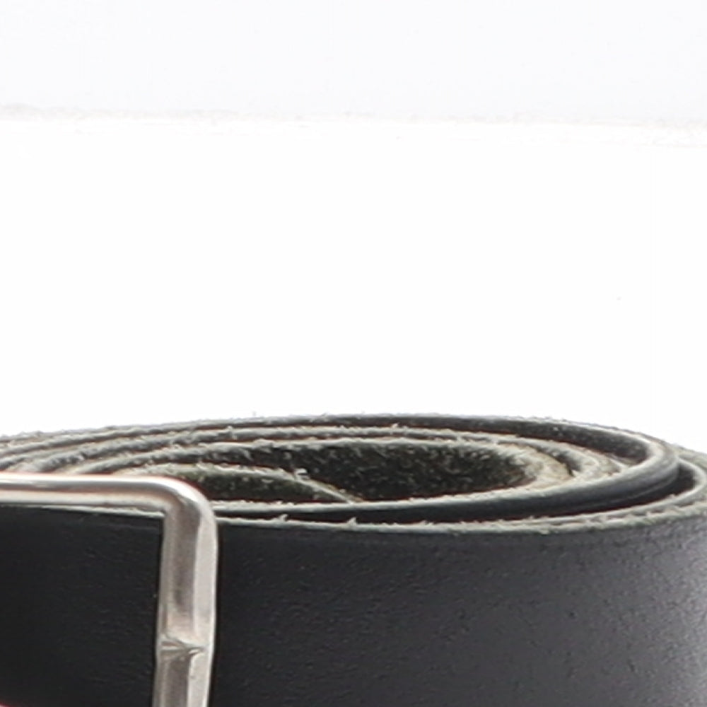 Preworn Womens Black Solid Leather Basic Belt Belt One Size