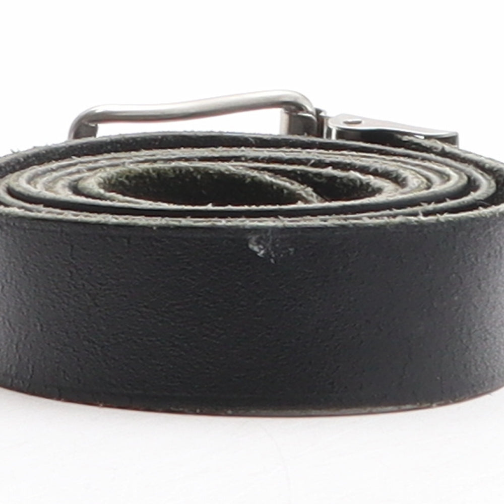 Preworn Womens Black Solid Leather Basic Belt Belt One Size