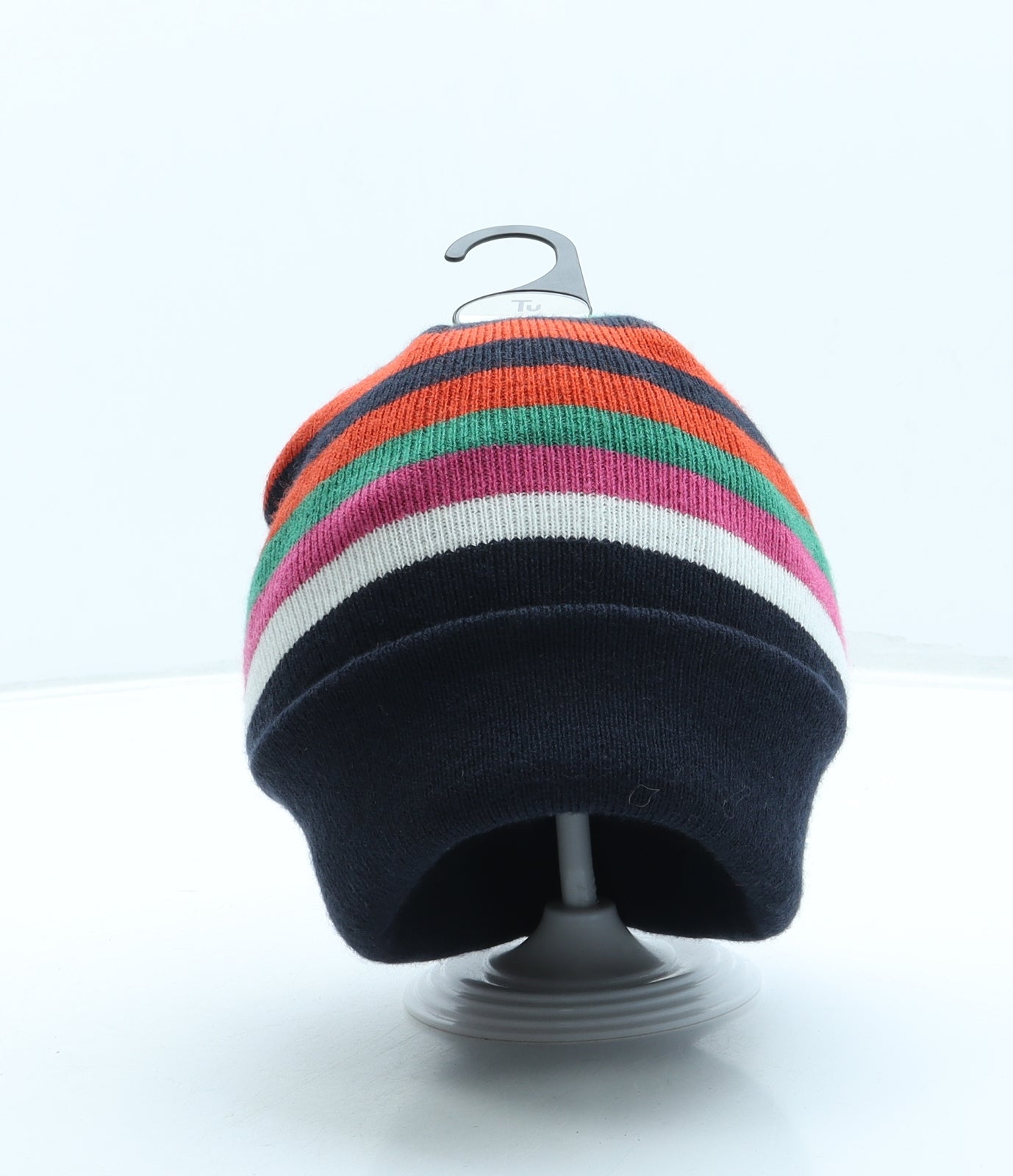 TU Womens Multicoloured Striped Acrylic Beanie One Size