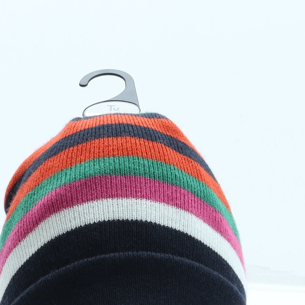 TU Womens Multicoloured Striped Acrylic Beanie One Size