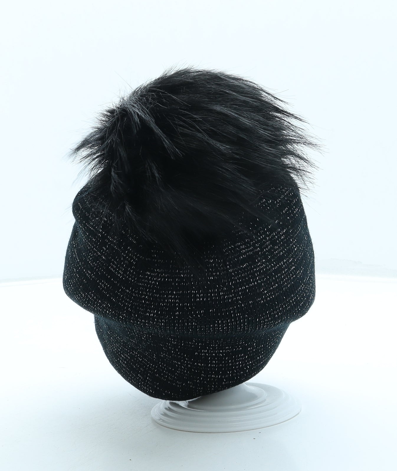 SheIn Womens Black Acrylic Bobble Hat One Size - Pom Pom