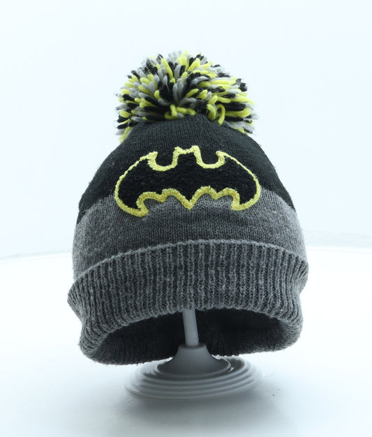 George Boys Grey Acrylic Bobble Hat One Size - Batman