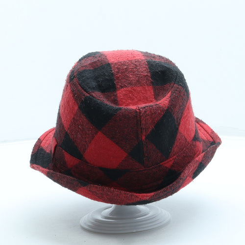 Primark Boys Red Plaid Polyester Fedora Size S