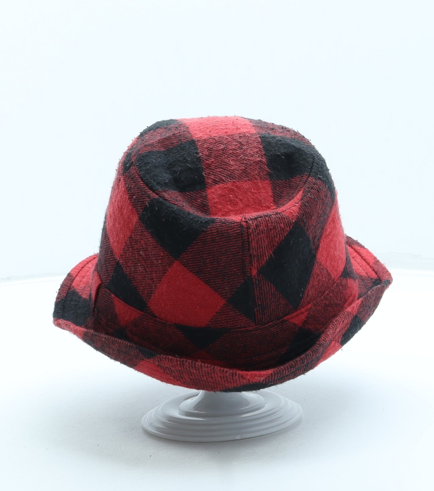 Primark Boys Red Plaid Polyester Fedora Size S