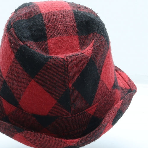 Primark Boys Red Plaid Polyester Fedora Size S