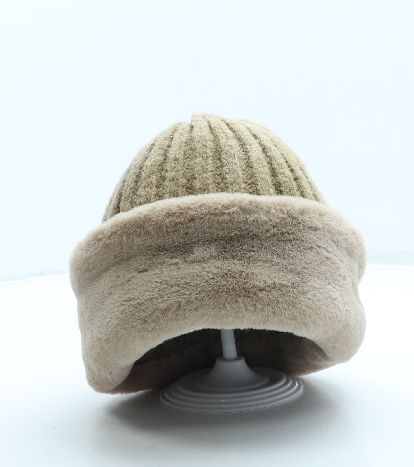 Marks and Spencer Womens Beige Acrylic Beanie Size S