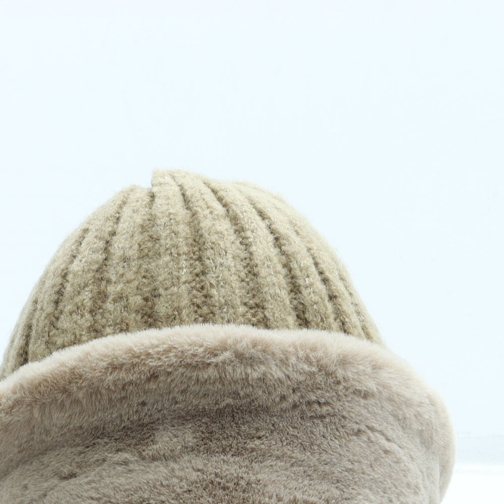 Marks and Spencer Womens Beige Acrylic Beanie Size S