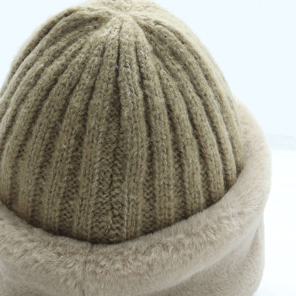 Marks and Spencer Womens Beige Acrylic Beanie Size S