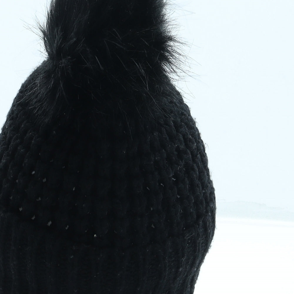 Primark Womens Black Acrylic Bobble Hat One Size - Pom Pom