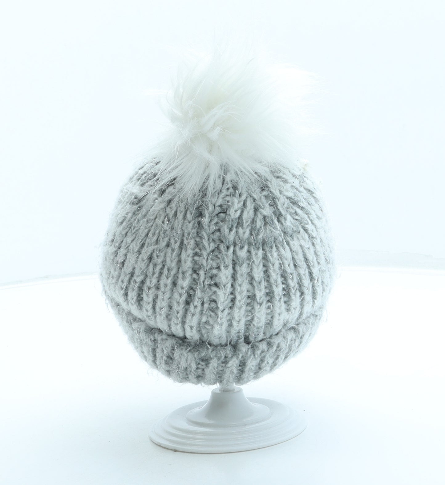 TU Girls Grey Acrylic Bobble Hat One Size - Pom Pom