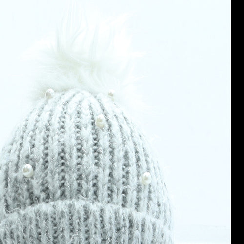 TU Girls Grey Acrylic Bobble Hat One Size - Pom Pom