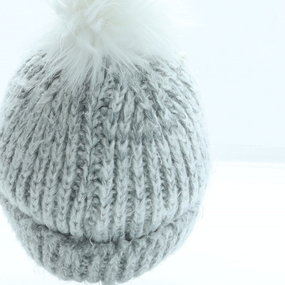 TU Girls Grey Acrylic Bobble Hat One Size - Pom Pom