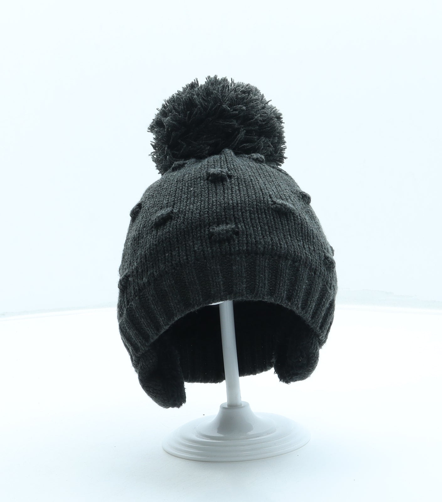George Boys Grey Acrylic Bobble Hat One Size - Pom Pom