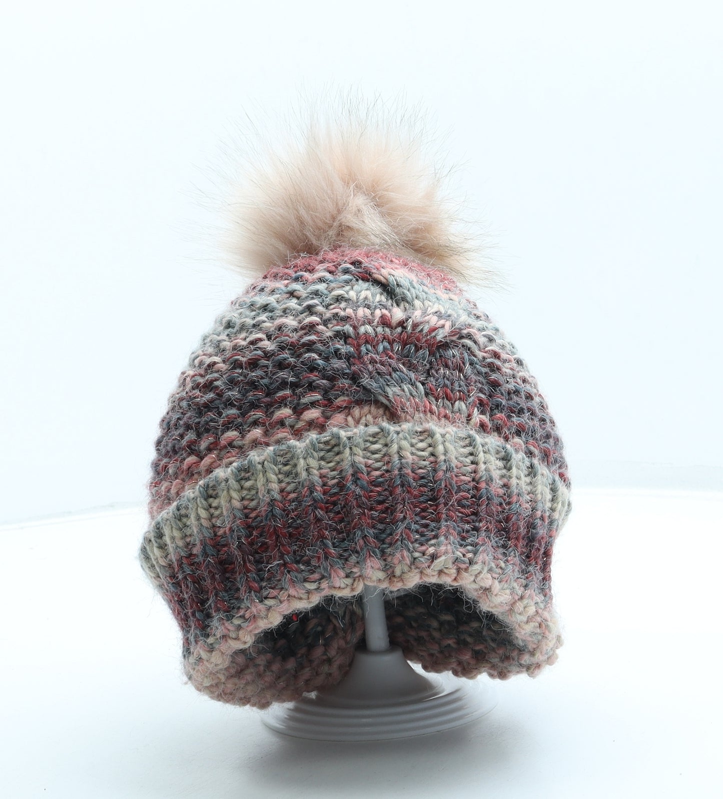 Dunnes Stores Womens Pink Acrylic Bobble Hat One Size - Pom Pom