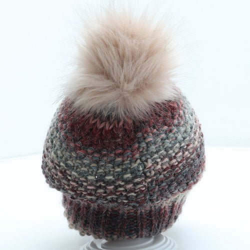Dunnes Stores Womens Pink Acrylic Bobble Hat One Size - Pom Pom