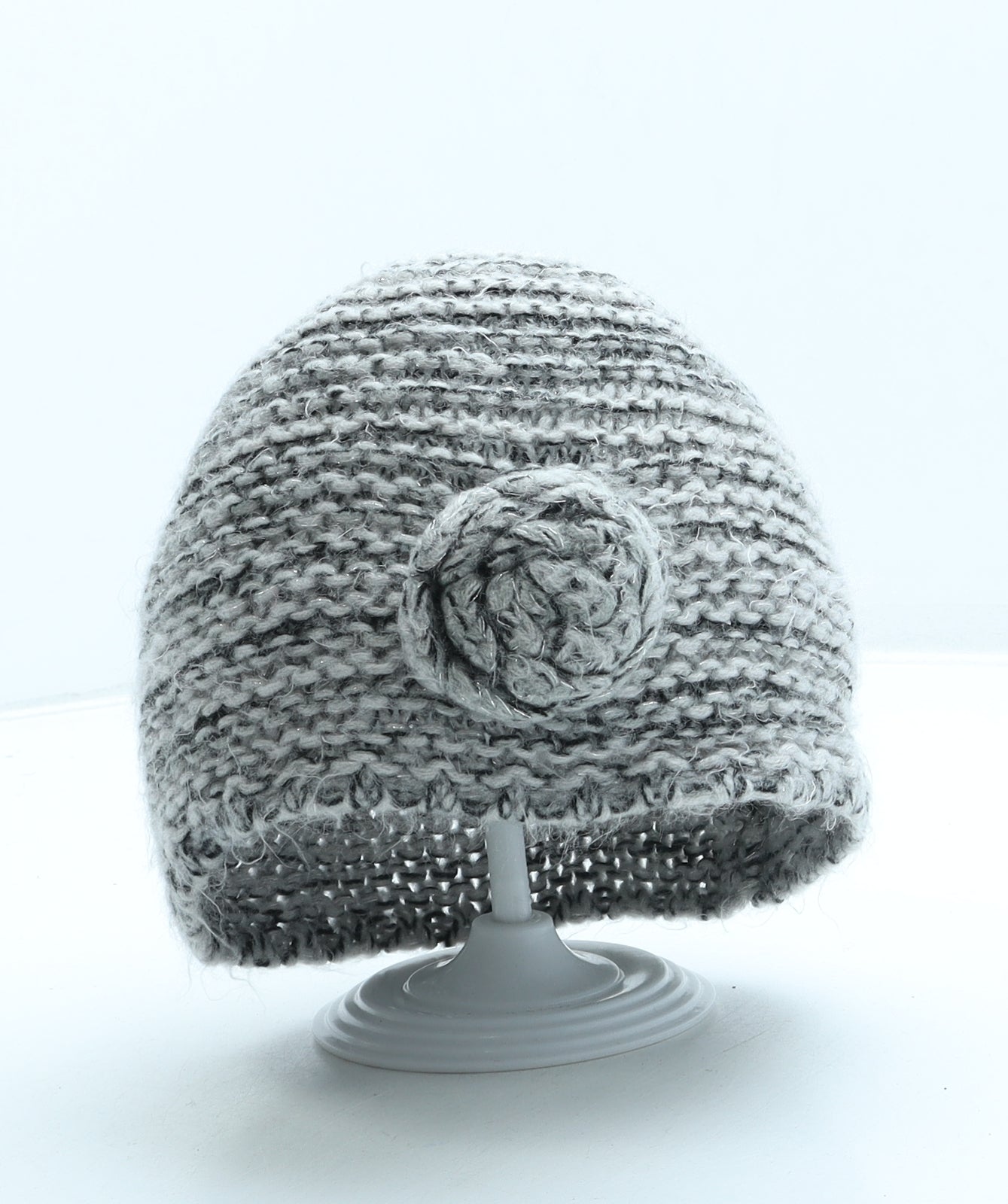 Matalan Womens Grey Acetate Beanie One Size - Flower