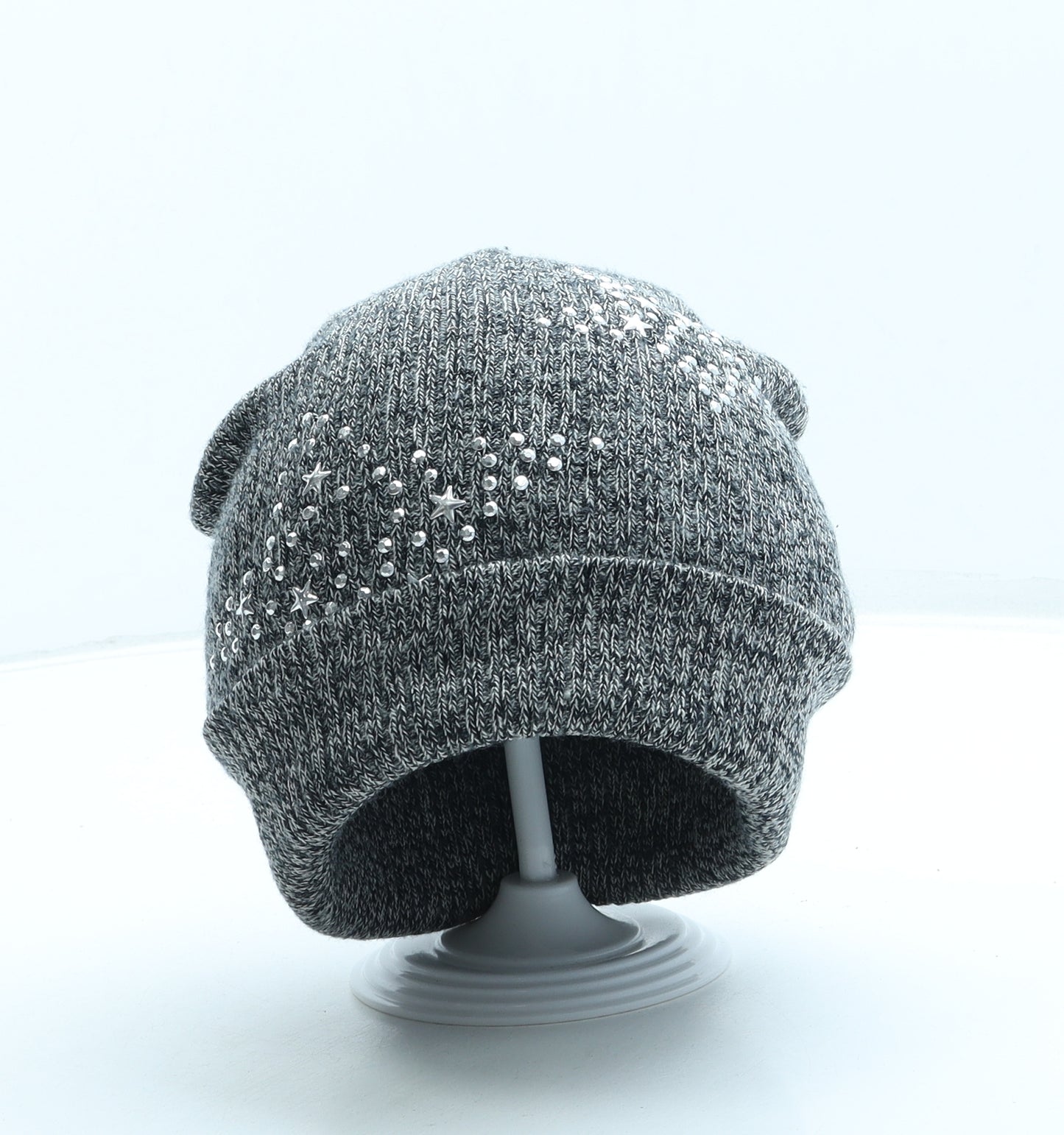 New Look Womens Grey Acrylic Beanie One Size - Stars
