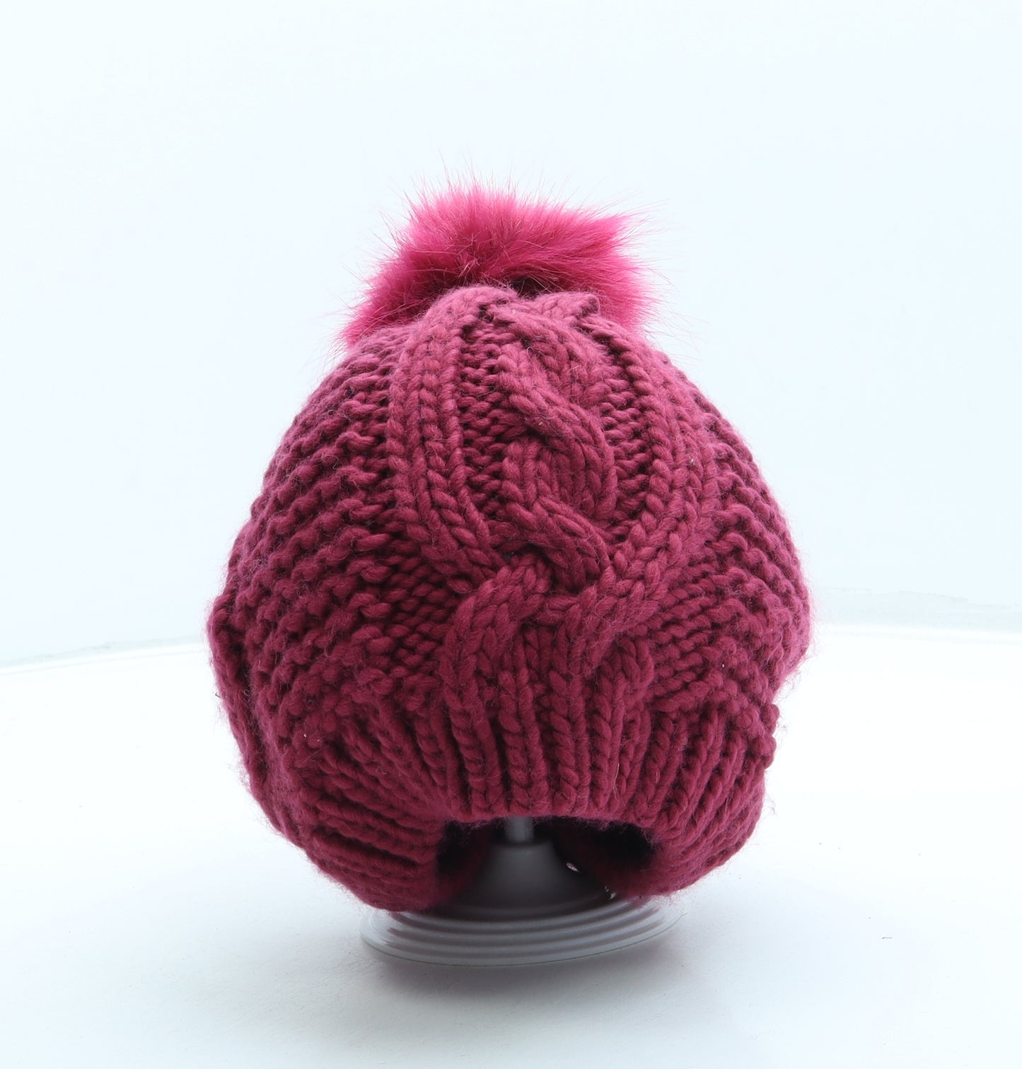 Laura Ashley Womens Pink Acrylic Bobble Hat One Size - Pom Pom