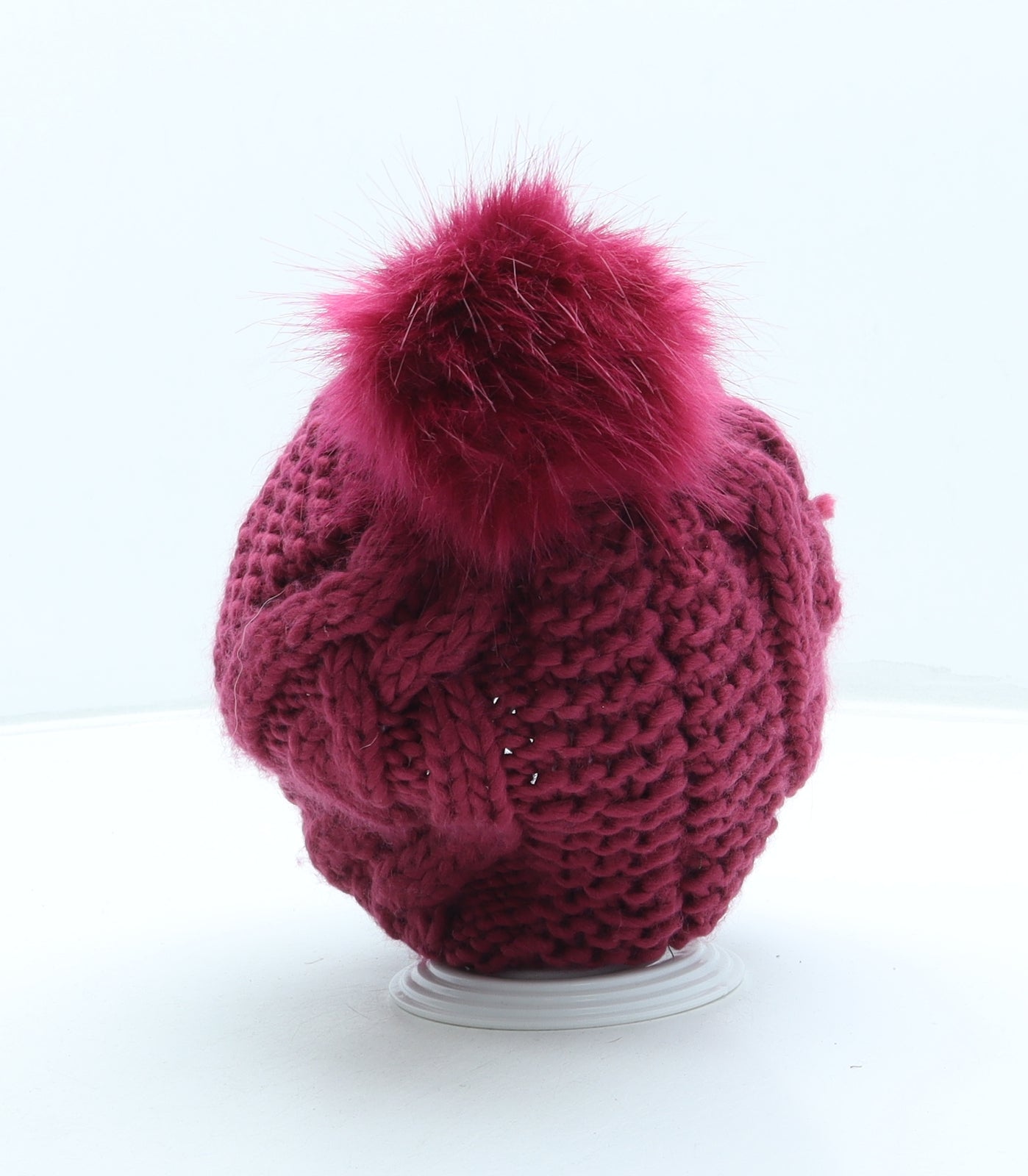 Laura Ashley Womens Pink Acrylic Bobble Hat One Size - Pom Pom