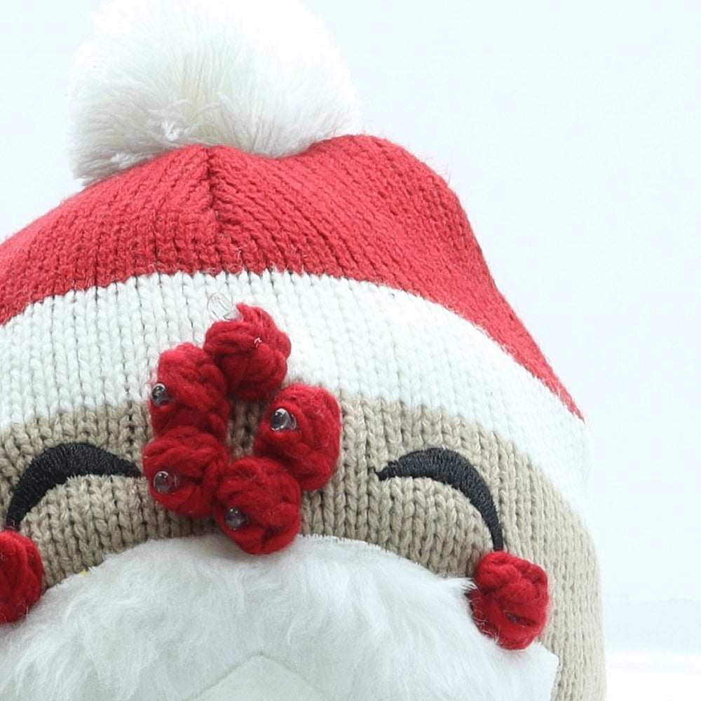 Great Christmas Womens Red Acrylic Bobble Hat One Size - Santa