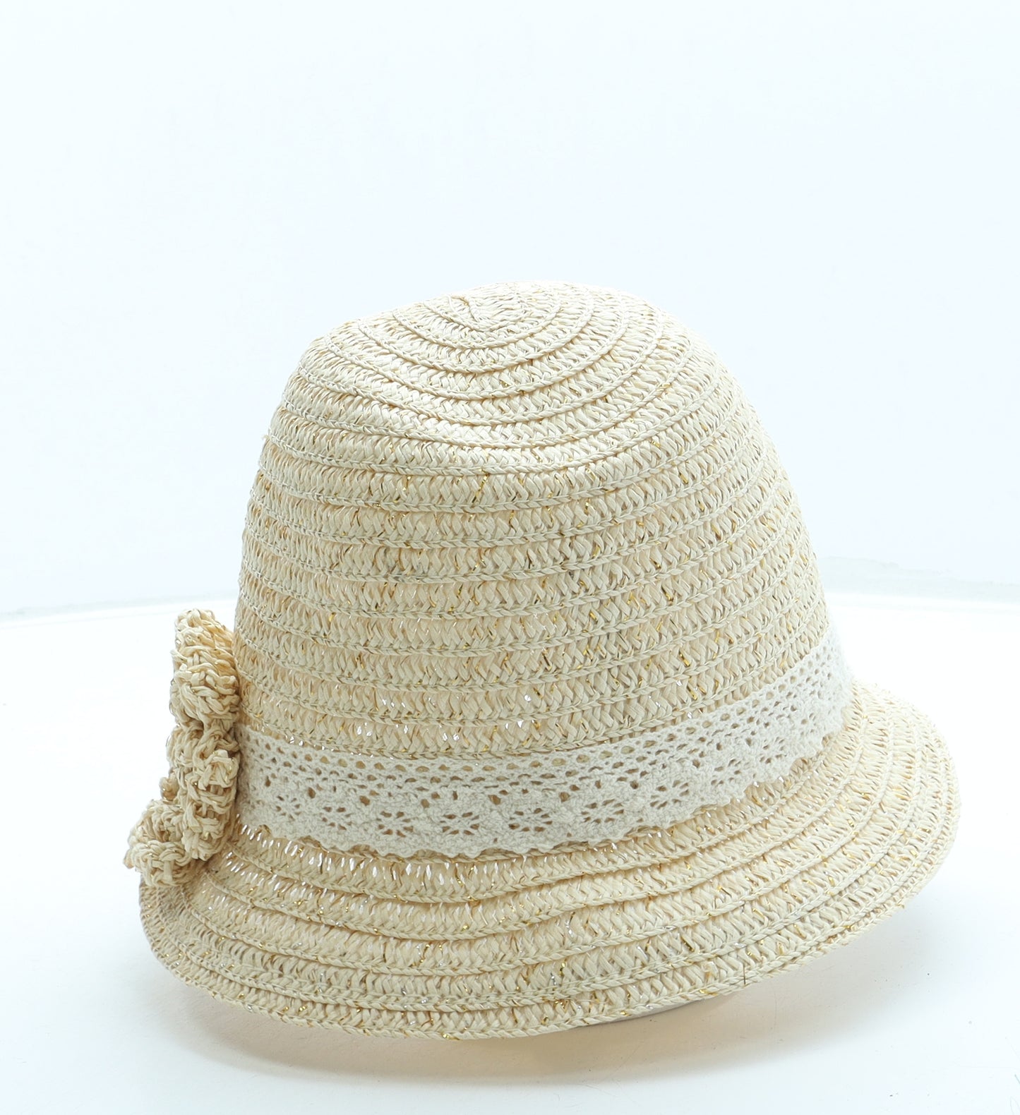 George Girls Beige Paper Sun Hat One Size - Flower