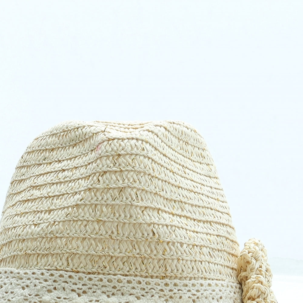 George Girls Beige Paper Sun Hat One Size - Flower